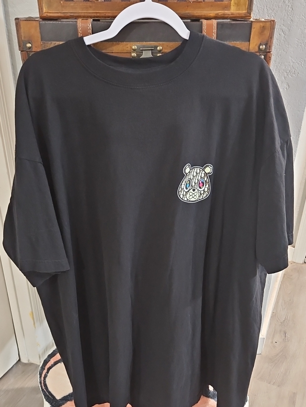 Black Men's Graphic Pocket Tee with Bear Patch